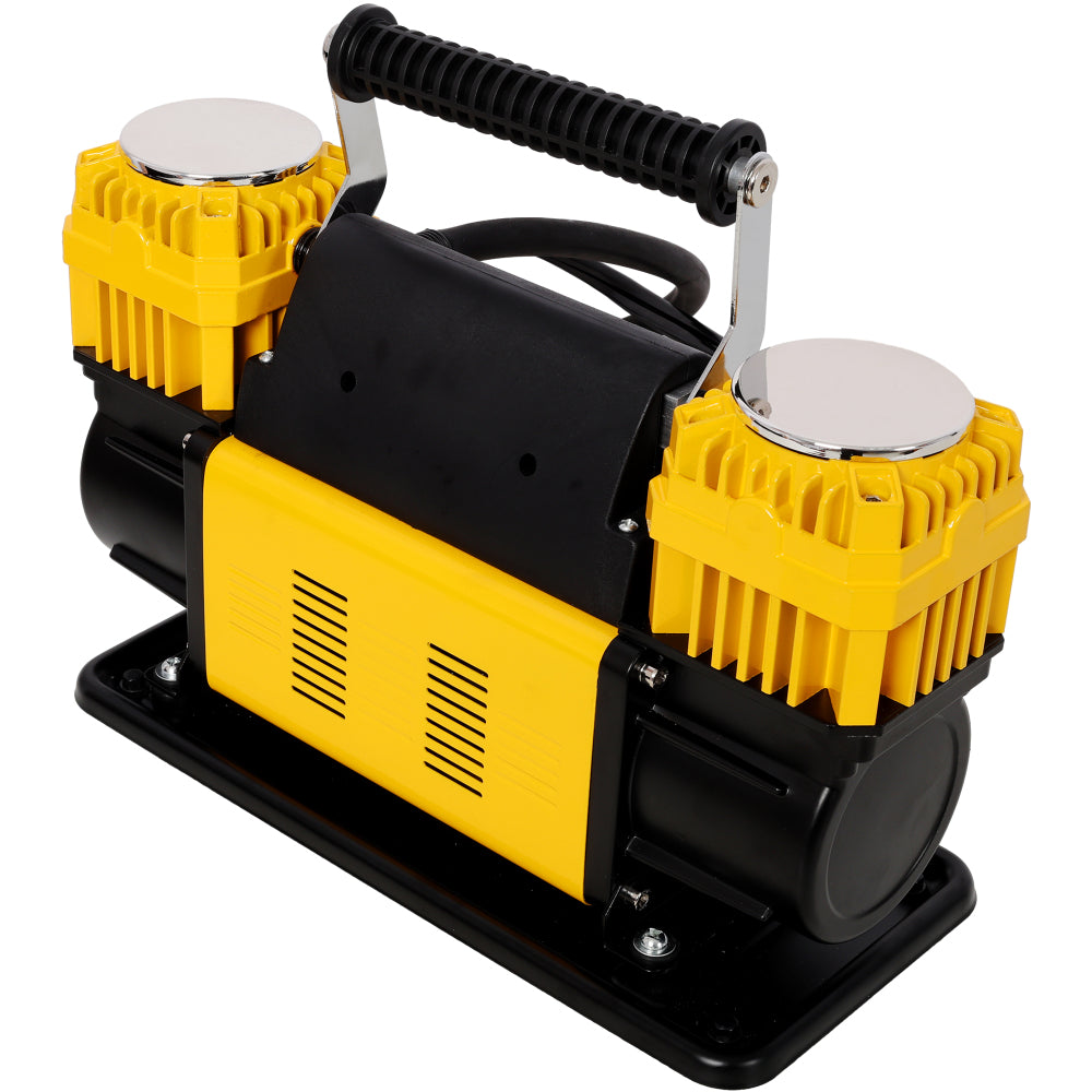 12V Dual Cylinder Heavy Duty Air Compressor,Tire Inflator with Pressure Gauge, Max 150 PSI,Tire Inflator Air Pump for Car, SUV, RV, Truck