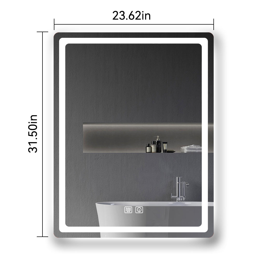 31in. H LED Single Bathroom Vanity Mirror in Polished Crystal Bathroom Vanity LED Mirror for Bathroom Wall Smart Lighted Vanity Mirrors