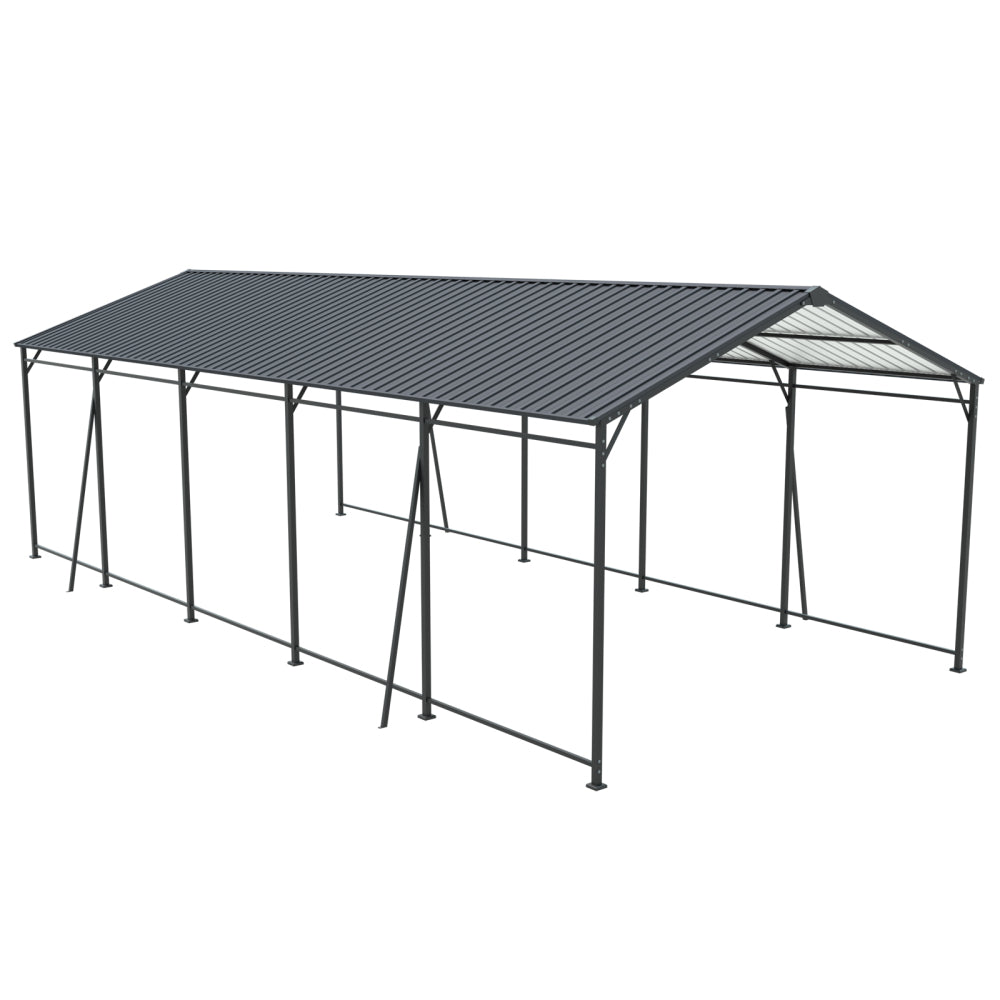 13*26.5 FT Carport, Heavy Duty Carport with Galvanized Steel Roof and Frame, Metal Carport Large Garage with 4 Fixed inclined square tube supports