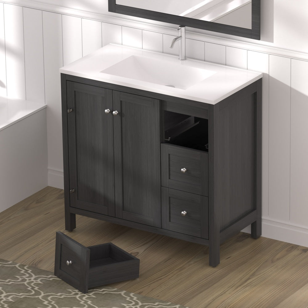 35.5" Bathroom Vanity , Modern Bathroom Cabinet with Basin, Bathroom Storage Cabinet with Soft Closing Doors and 3 Drawers, Munich Black