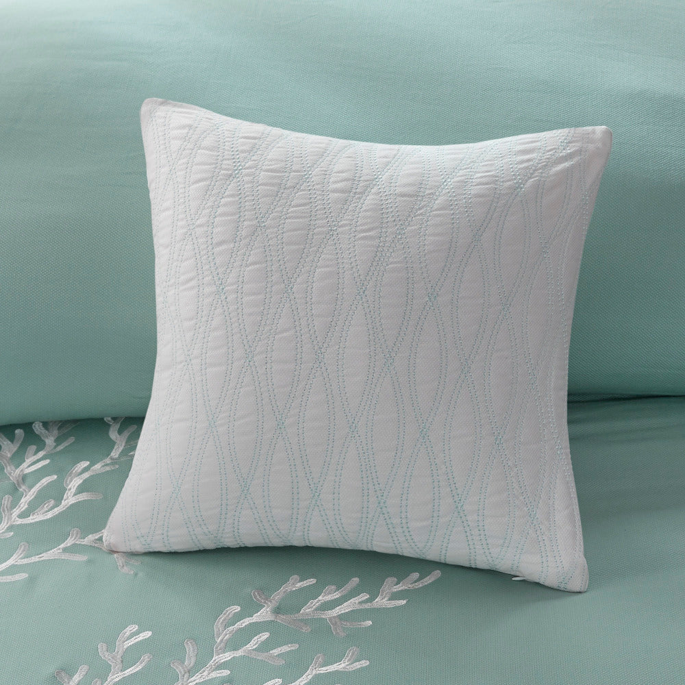 Oversized Cotton Jacquard Comforter Set Aqua King