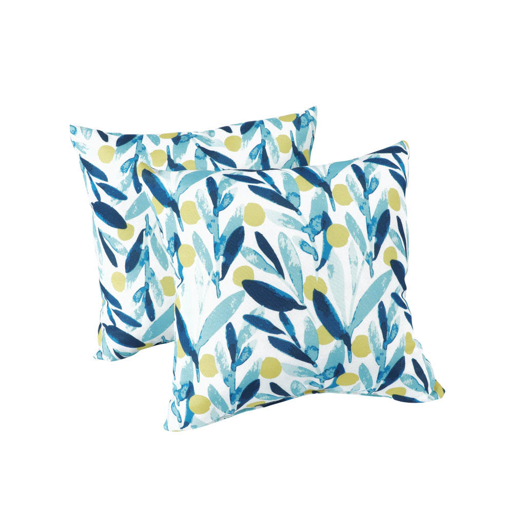 2 Pack Outdoor Throw Pillows, Waterproof & Fade-Resistant Patio Cushions for Garden, Porch, Poolside Furniture - Soft & Comfortable Decorative Pillow Covers (18x18 Inch, Green leaf)