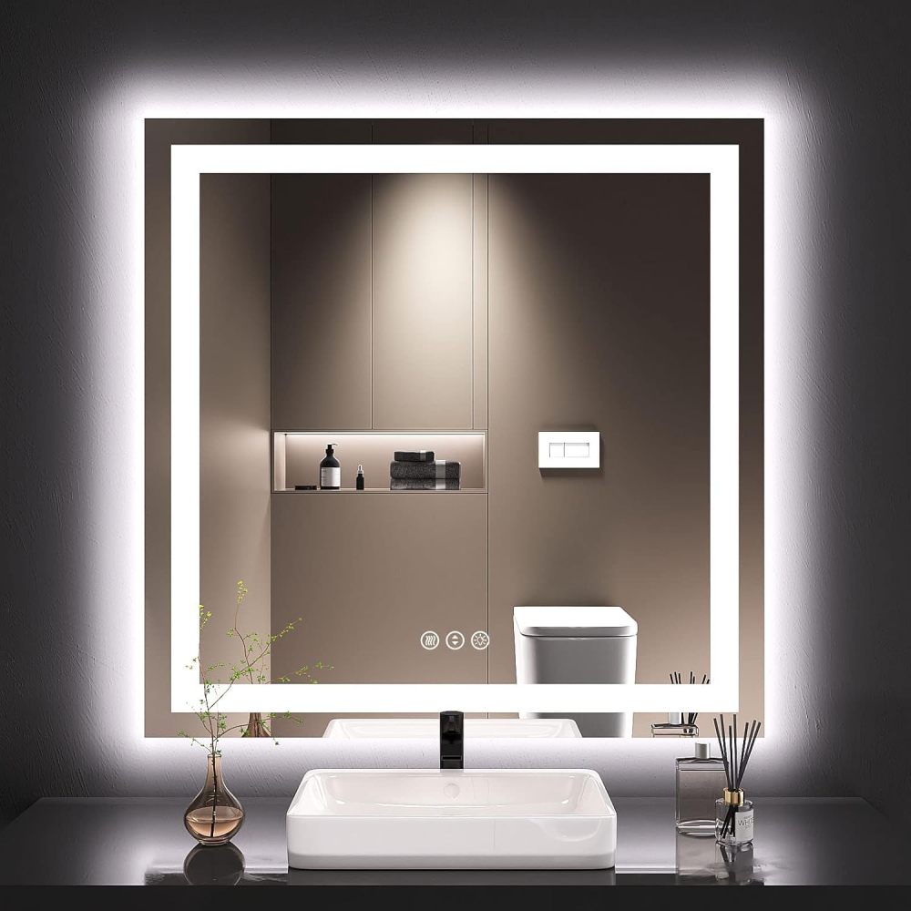 32x24 Inch IP54 Waterproof Bathroom Vanity Mirror - Anti-Fog LED, Front/Backlit, Touch Control, High Lumen LED with CRI 95 Mirror, Infinitely Dimmable, Adjustable 3000K/4500K/6000K Color Temperatures