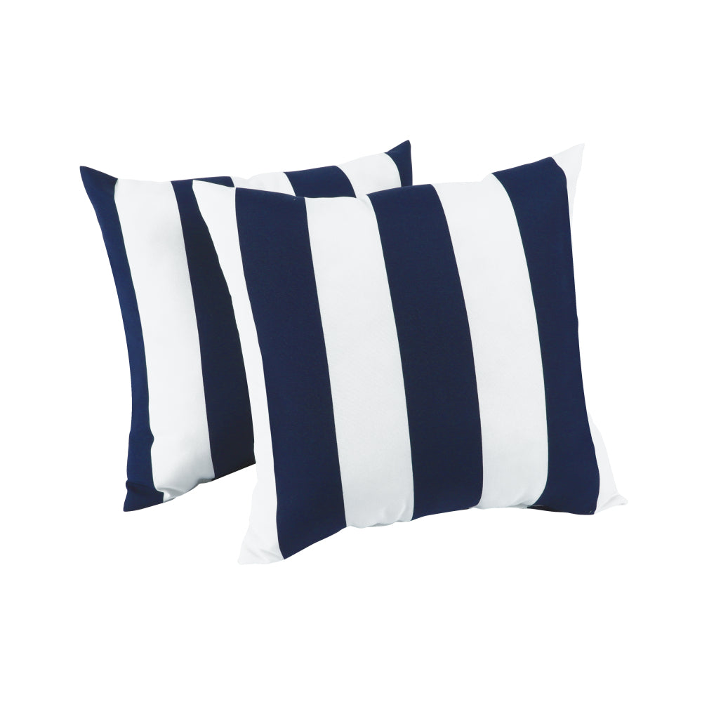 2 Pack Outdoor Throw Pillows, Patio Cushions Simulated Straw Weaving Strip)for Garden, Porch, Poolside Furniture - Soft & Comfortable Decorative Pillow Covers (18x18 Inch,Blue)