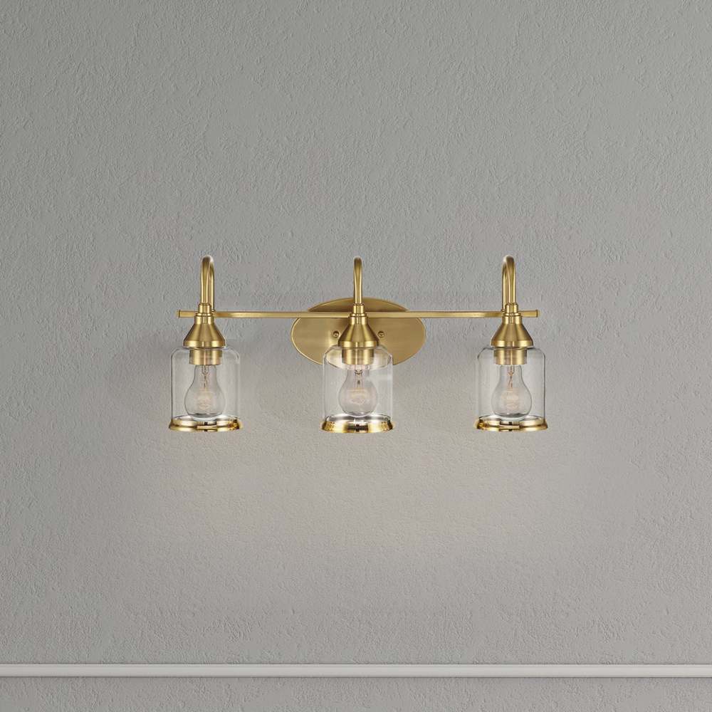 Twilight Brushed Gold Contemporary Vanity Light with Clear Glass, 22"W × 10"H × 7.48"E Dining Room Lighting Fixtures Hanging, Dining Light for Bedroom, Foyer, Hall, Kitchen, Living Room and Entryway
