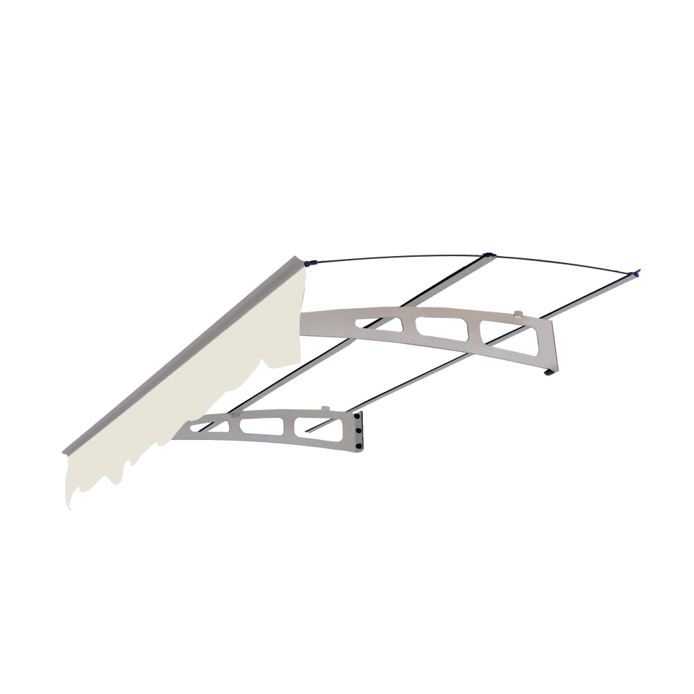 5934W Series Door Window Awning Canopy W59"xD34" Made of 0.137Inch /3.5mm Thick Virtually Crystal Solid Polycarbonate Sheet with Polyester Valance for Wooden House.