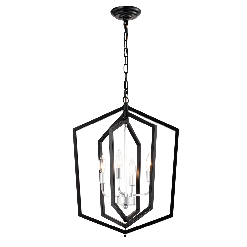 8-Light Lantern Tired Farmhouse Ceiling Hanging Light Black Chandelier Metal Modern Pendant Light Fixtures for Kitchen Island Dining Room Living Room Foyer Entryway(E12 Bulbs Not Included)
