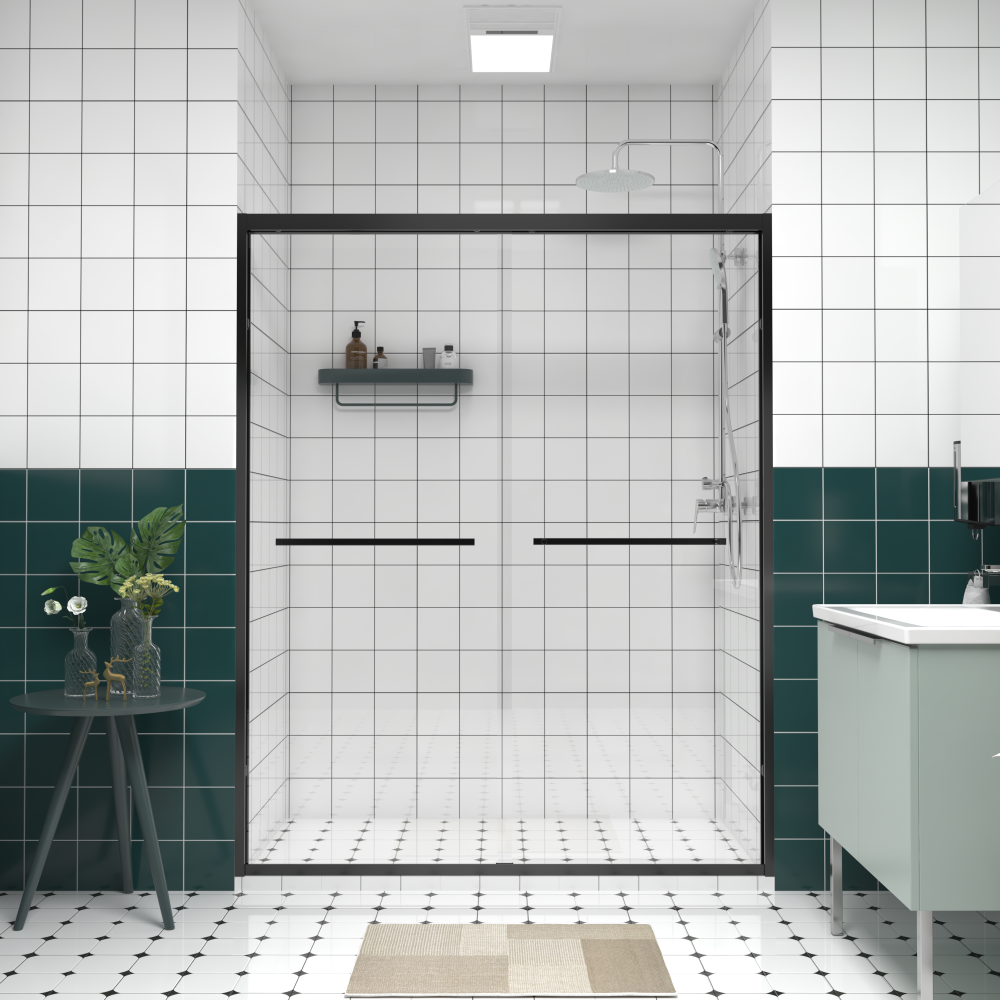 56-60"x70" Aluminum Frame Double Sliding Shower Door,Bypass Bathroom Sliding Door with Premium 5/16" (8mm) Clear Tempered Glass, Chrome Hardware Sliding Glass Shower Enclosure,Chrome Finished