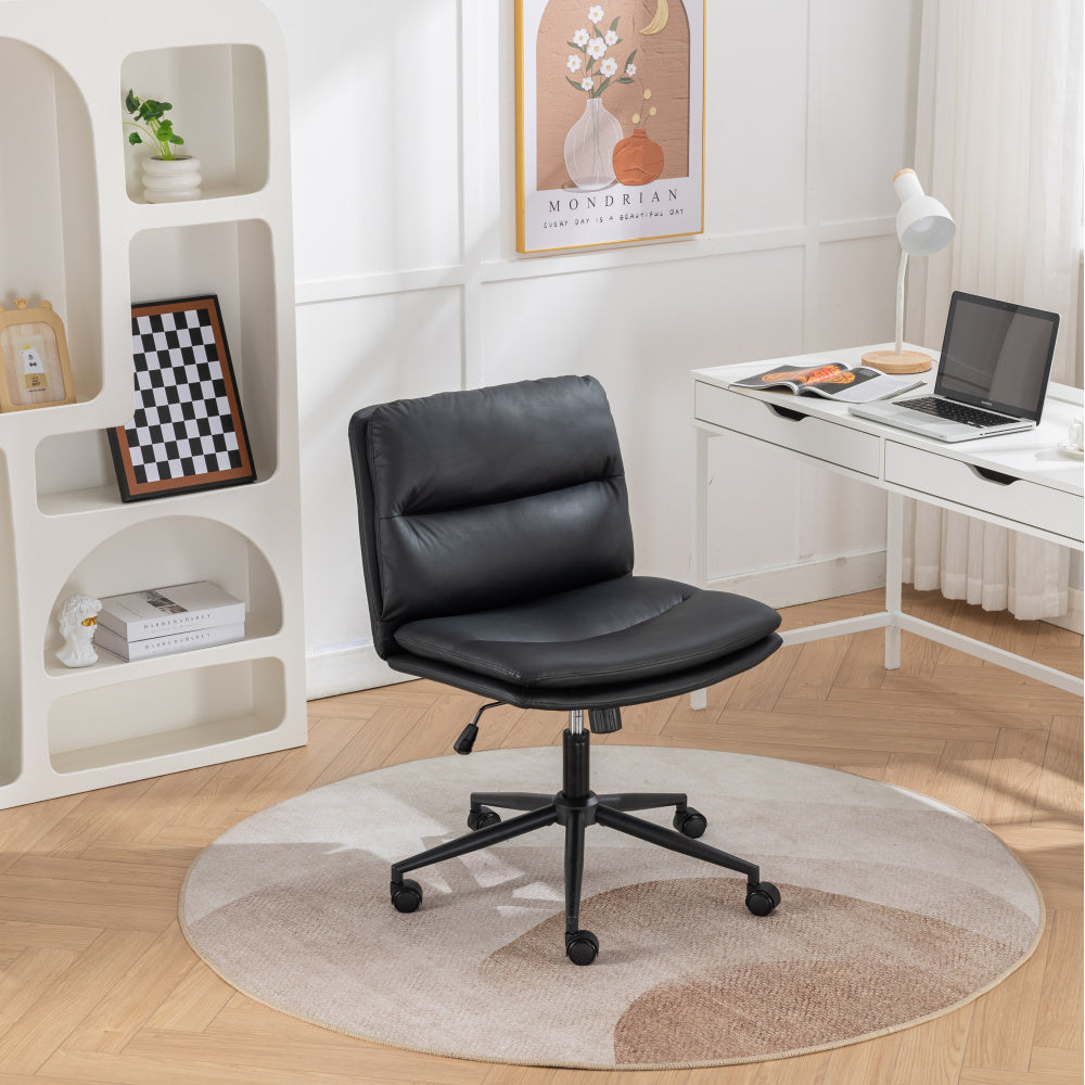 Bizerte Adjustable Swivel Criss-Cross Chair, Wide Seat/ Office Chair /Vanity Chair, White