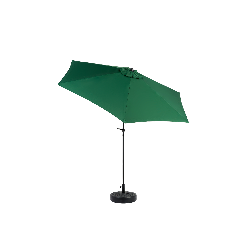 9FT Outdoor Patio Umbrella Outdoor Table Umbrella with Push Button Tilt and Crank, Market Umbrella 6 Sturdy Ribs , Deck, Backyard, Pool (Base Not Included) - ( Dark green )