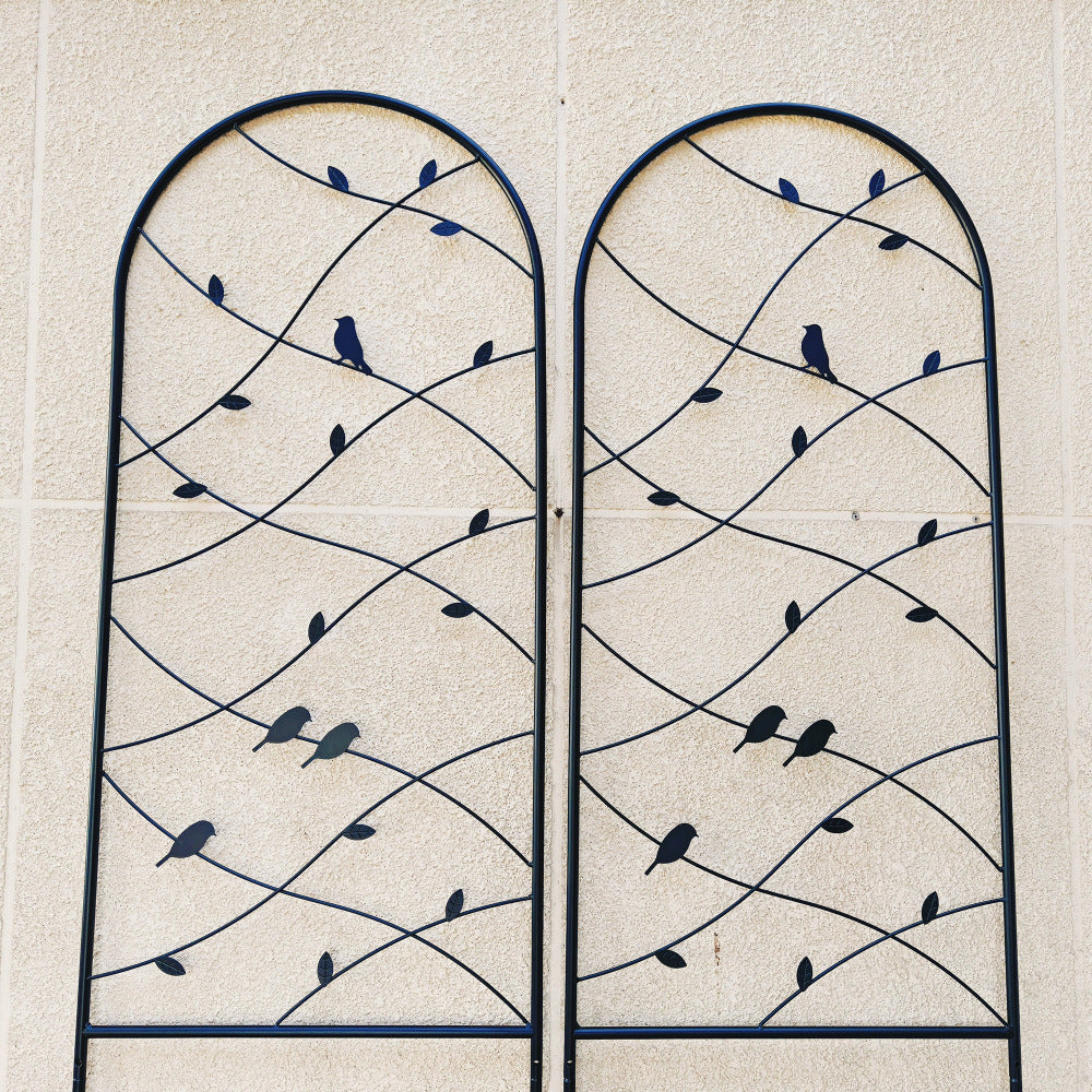 2 Pack Metal Garden Trellis 86.7" x 19.7" Rustproof Trellis for Climbing Plants Outdoor Flower Support Bird Deco Black