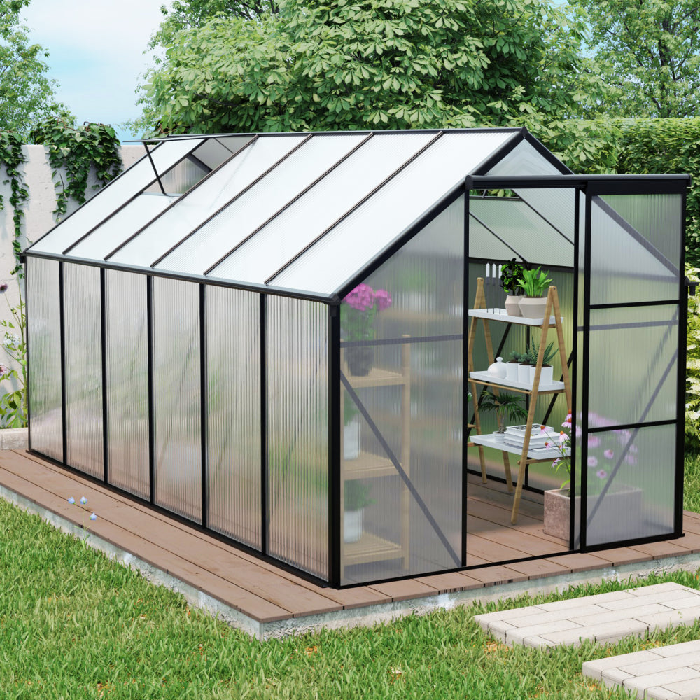 6x8 FT Polycarbonate Greenhouse Raised Base and Anchor Aluminum Heavy Duty Walk-in Greenhouses for Outdoor Backyard in All Season