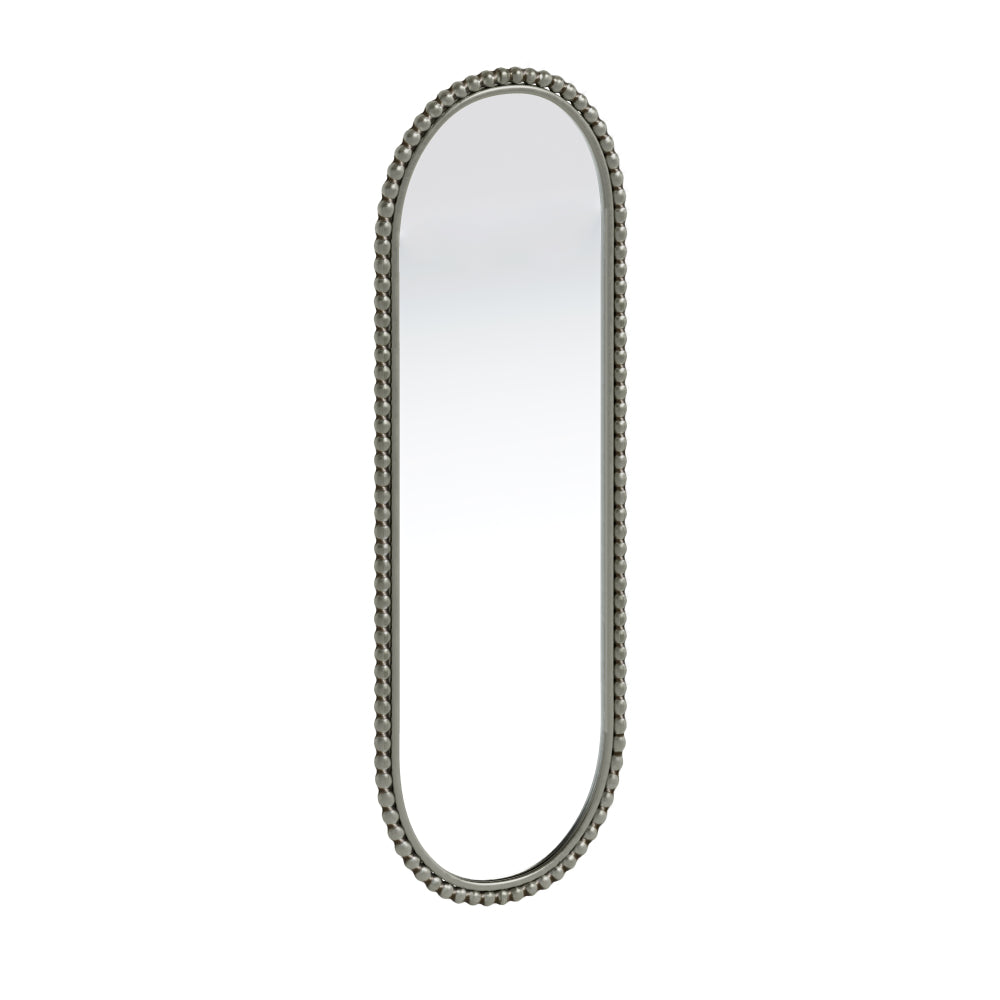 Iron Art Oval Retro Mirror, Antique Effect,Wall Hanging,Suitable For Living Room,Bedroom, Entrance (Silver)