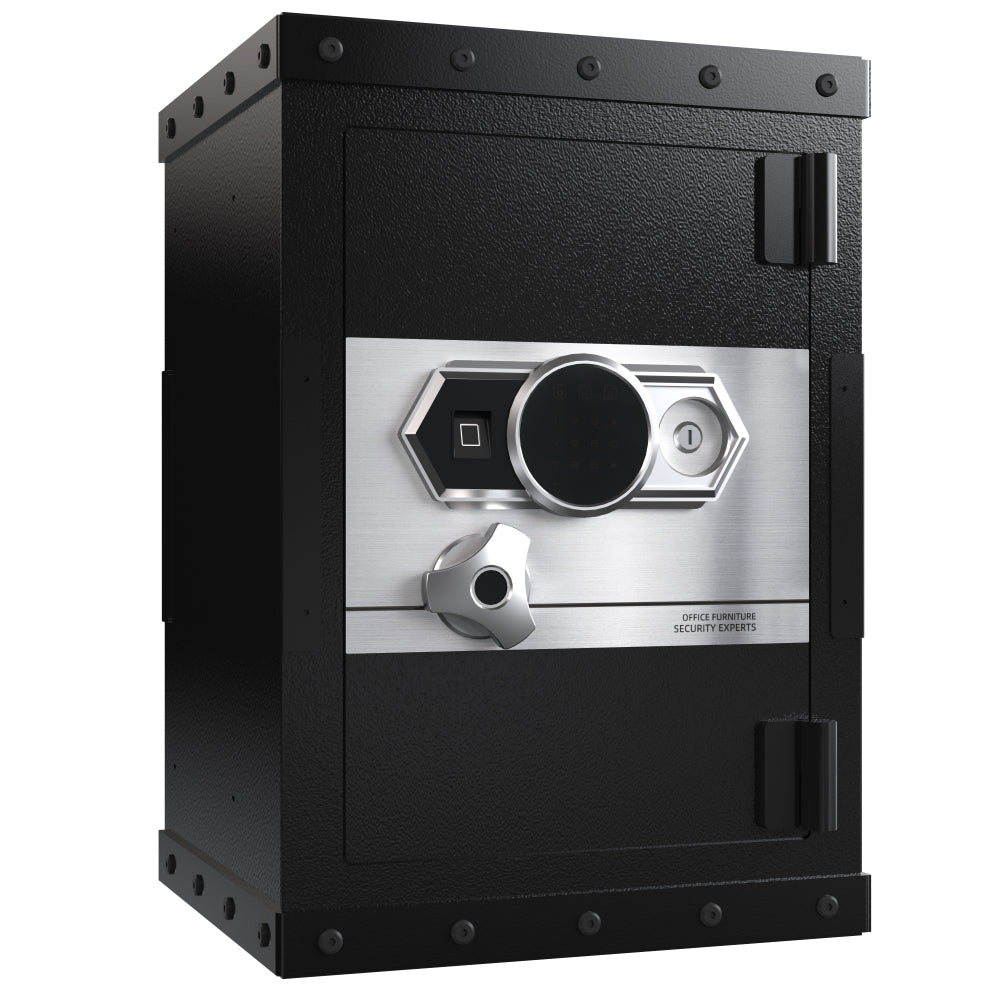 Three-lock safe, measuring 24.4 ″ × 16.5″ × 14.9 ″, suitable for home and office use, large steel digital safe equipped with a digital lock.