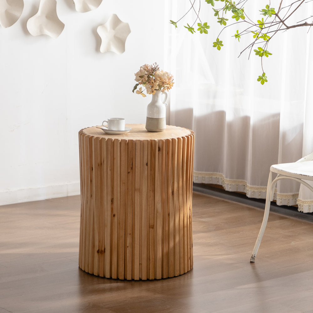 23.62"Height Three-dimensional Embossed Pattern Design Retro Side Table,Retro Wooden Nightstand