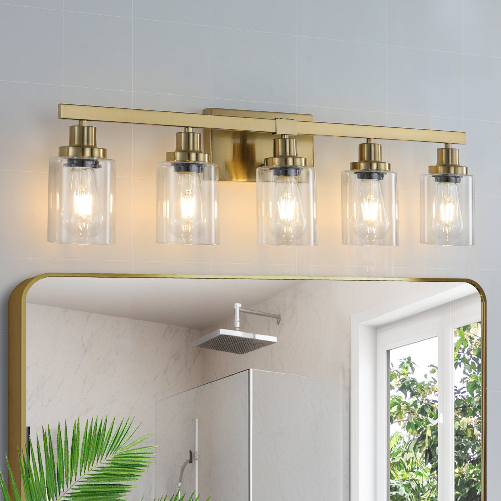 24" Modern 4-Light Bathroom Vanity Light Fixture - Brushed Nickel Finish with Clear Glass Shades, Perfect for Bathroom, Vanity, and Dressing Area Lighting (No Bulbs)