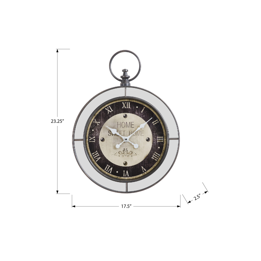 Clocks, 18" Round, Wall Clock, Brown, Mirror, Transitional
