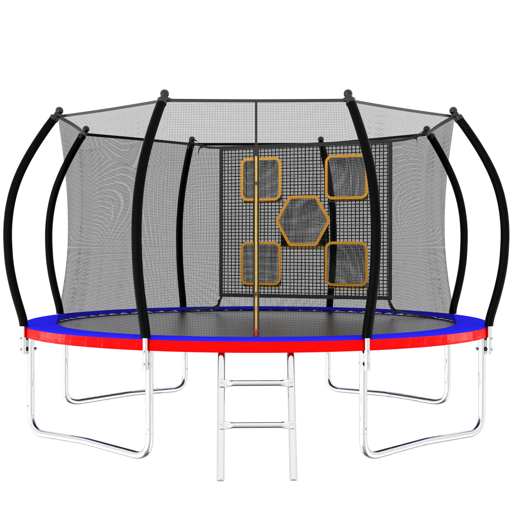 12FT Trampoline, Outdoor Trampolines for Kids and Adults, Recreational Trampoline with Enclosure Net & Ladder, Round Trampoline ASTM Approved