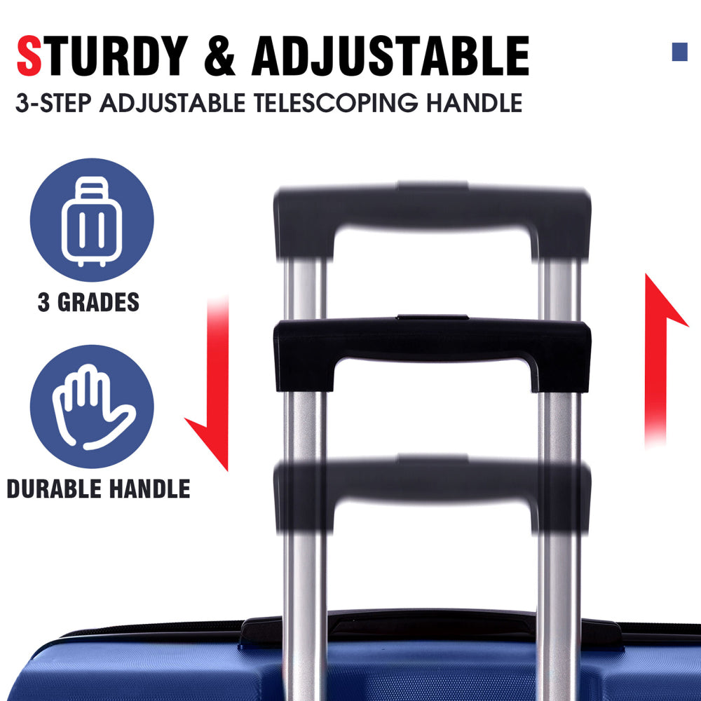 Hardshell Luggage, Lightweight Durable ABS Suitcases with Double Wheels, Expandable 28-inch Checked Luggage 28" (Blue)