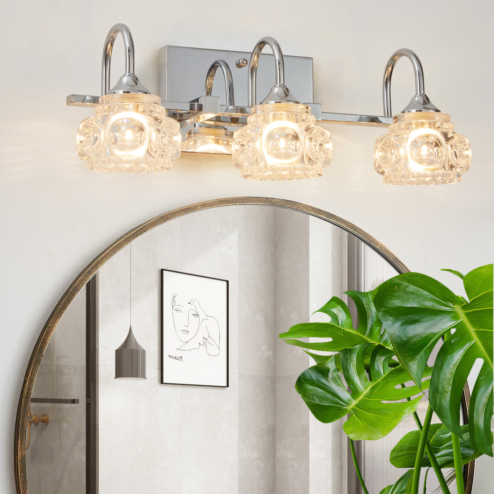 29" Nickel Finish Vintage Crystal Vanity Light - Elegant 5-Light Bathroom Mirror Fixture with Clear Glass Shades (No Bulbs)