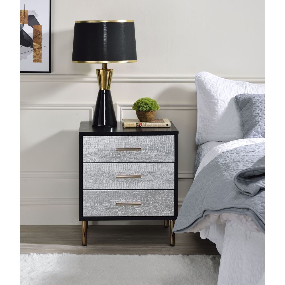 Myles Black, Silver & Gold Finish Jewelry Armoire