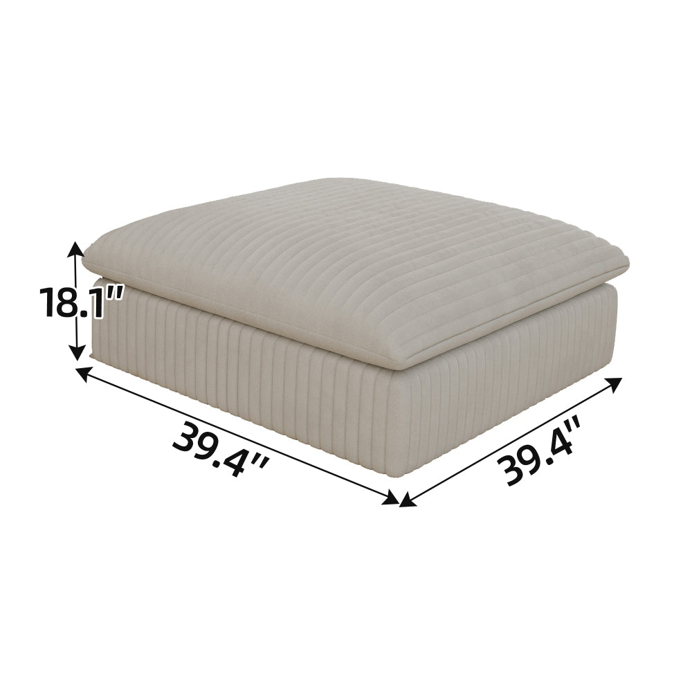 Cloud Sofa,Corduroy Fabric,Deep Seat Couches,Double-layer design,Removable Cushion,No Assembly, DIY Combination for Living room, Bedroom,Conference room ,Apartment,White