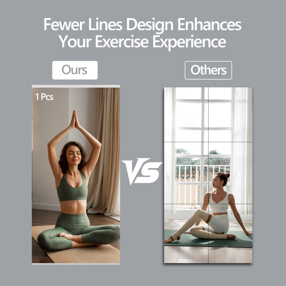 63x24 Inch 2-Pack Modern Home Gym Mirror, Wall-Mounted, Framed, Silver