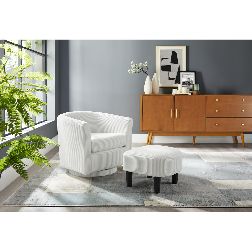 Swivel Accent Chair 360° Comfy Recliner Corduroy Arm Chair Single Sofa with Ottoman for Living Room Bedroom,Black