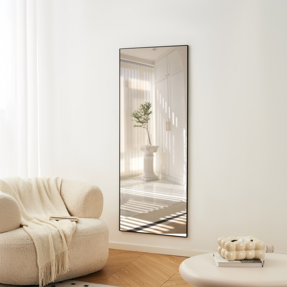 70" x 31" Full Length mirror black Aluminum Alloy Frame, leaning or Wall Mounted, High Definition, Shatter-Proof, Ideal for Bedroom, Living Room, Corridor - Modern Home Decor