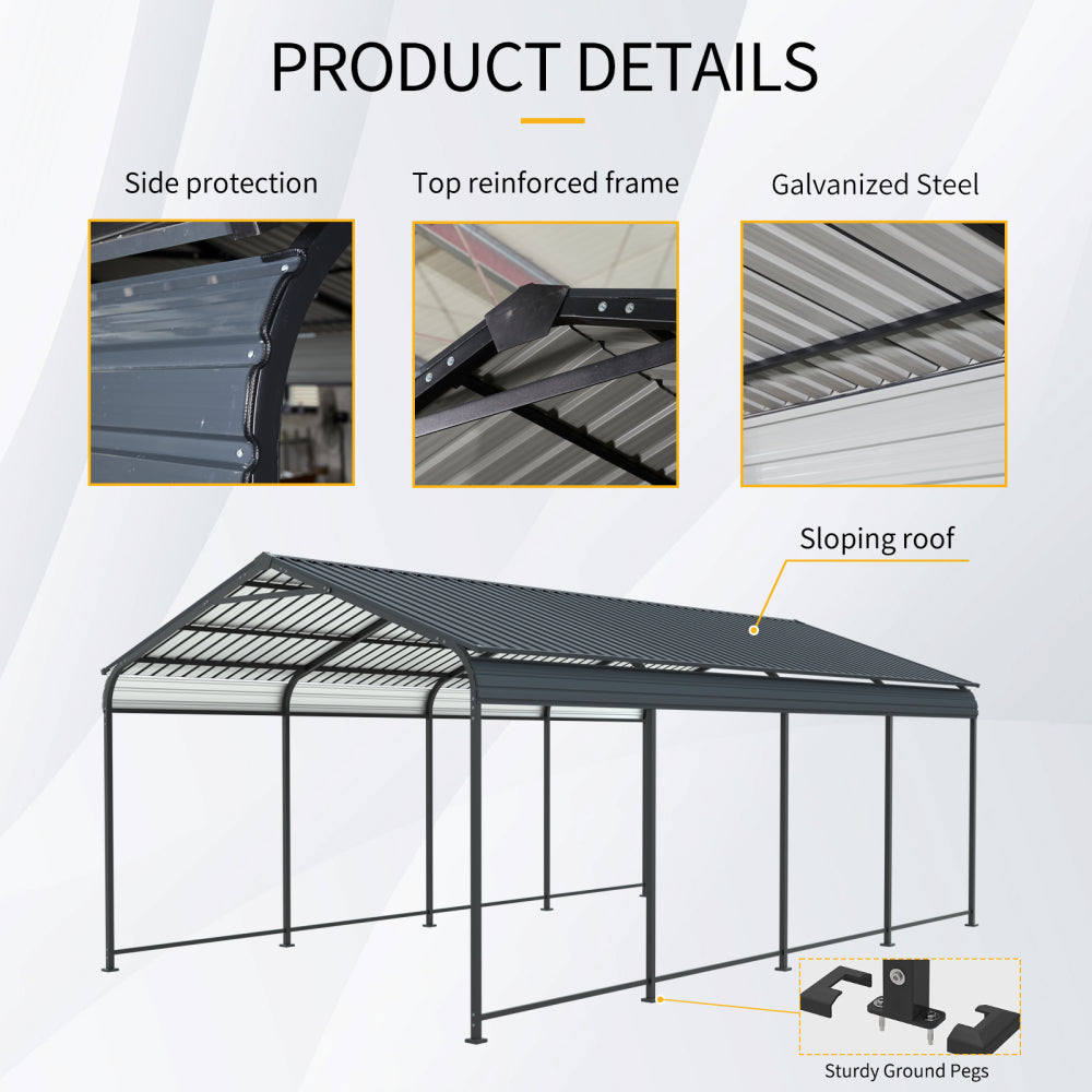 12 X 21 FT Carport, Heavy Duty Carport with Galvanized Steel Roof and Frame, Metal Carport Large Garage for Driveway Car, Truck
