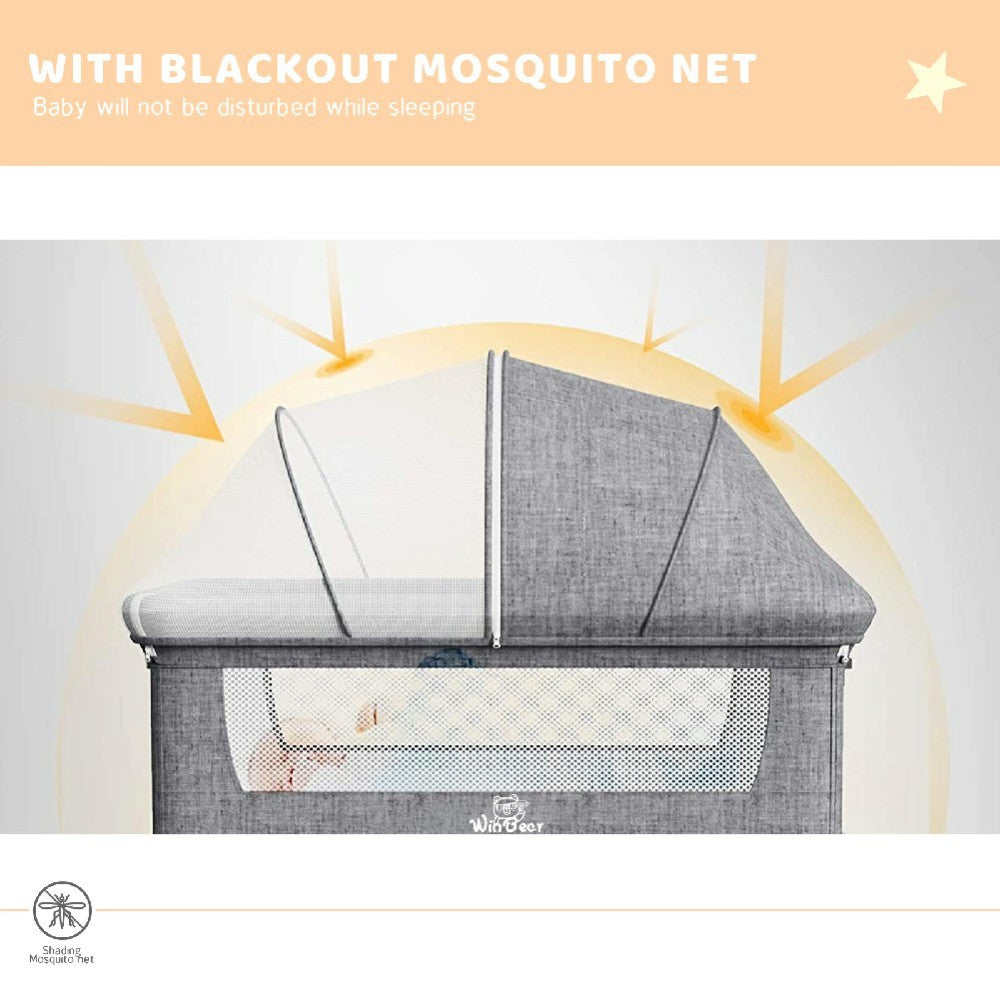 Baby Bassinet, Bedside Sleeper,Foldable Baby Bed to Bed, Adjustable Portable Bed for Infant/Baby/Newborn,with Mosquito Nets, Large Storage Bag, Comfortable Mattresses, Lockable Wheels