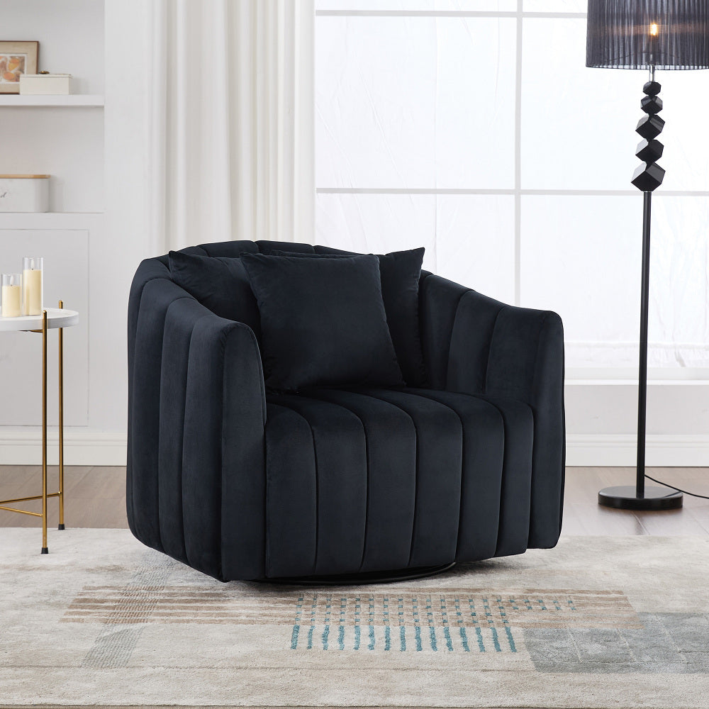 31.5"W Upholstered Round Ottoman With Reversible Lid, Velvet Storage Stool, Channel Tufted Pumpkin-shape Footstool for Living room, Bedroom and Office, Green