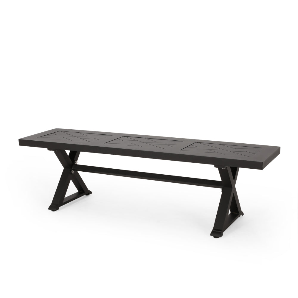 Outdoor Dining Bench, Antique Matte Black