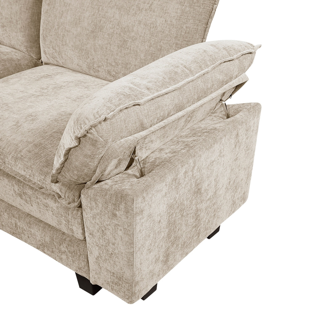 Modern Style Loveseat Plush Comfort Taupe Chenille Fabric Upholstery Contemporary Living Room Furniture 1pc Durable Plywood