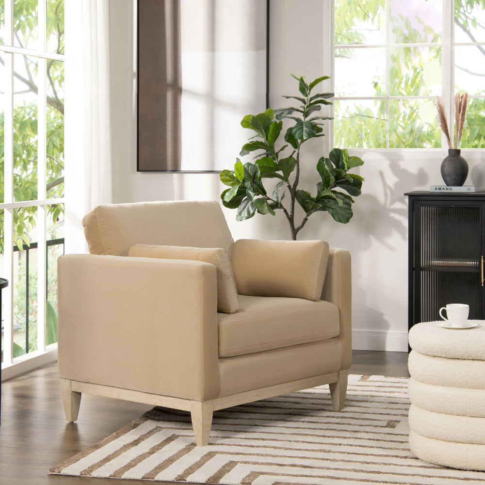 Knox 89" Modern Farmhouse Reversible Chaise Sectional Sofa, French Beige Performance Velvet