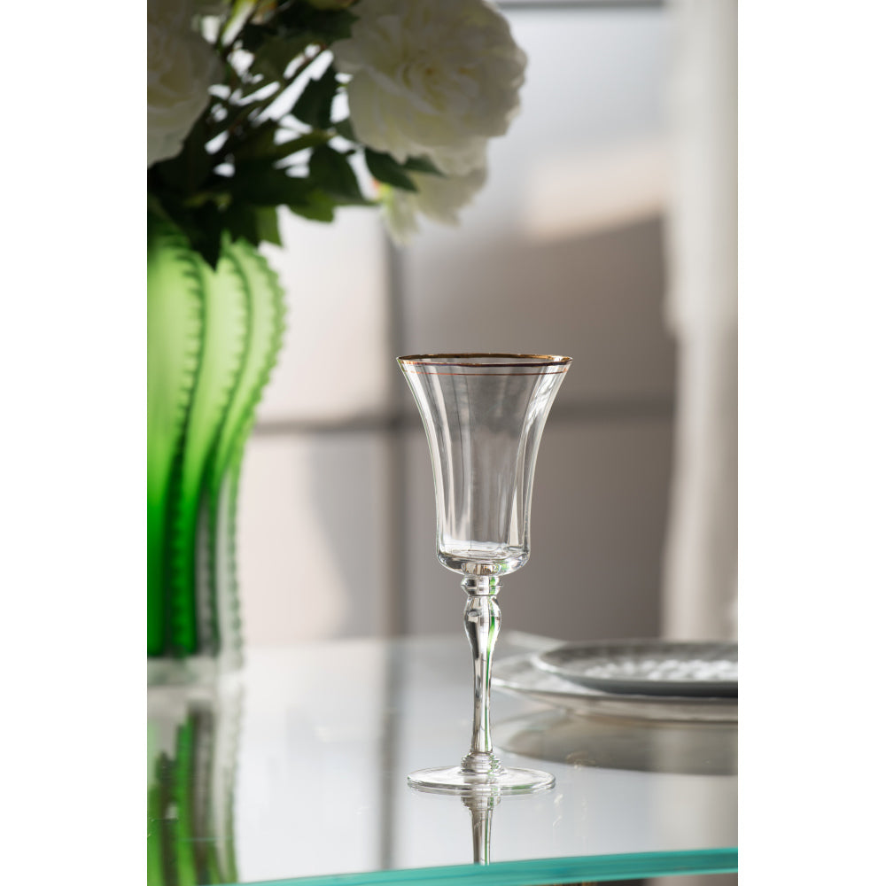 D3.7x7.7" Felicity Wine Glass with Silver Rim, Set of 4