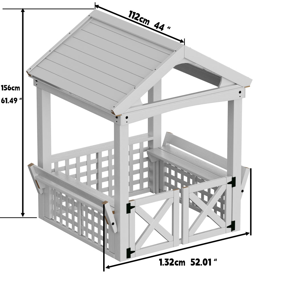 Modern Outdoor Wooden Playhouse for Children Waterproof Design with Comfortable Bench and Attractive Door