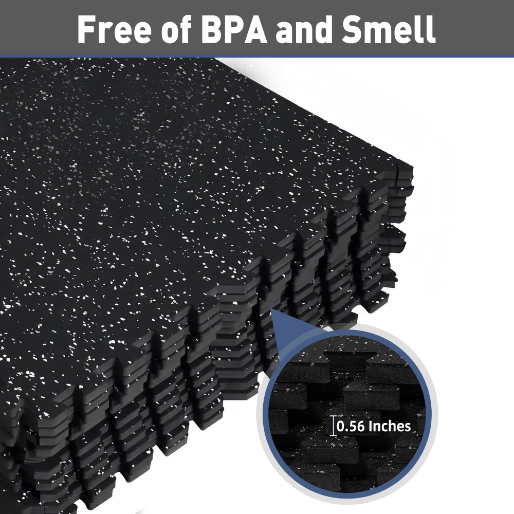 0.56 Inch EVA Foam Puzzle Exercise Mat - 24 Pieces for Home Gym, Shock-Absorbing Noise Reduction, Workout Equipment, Easy Assembly Gym Flooring
