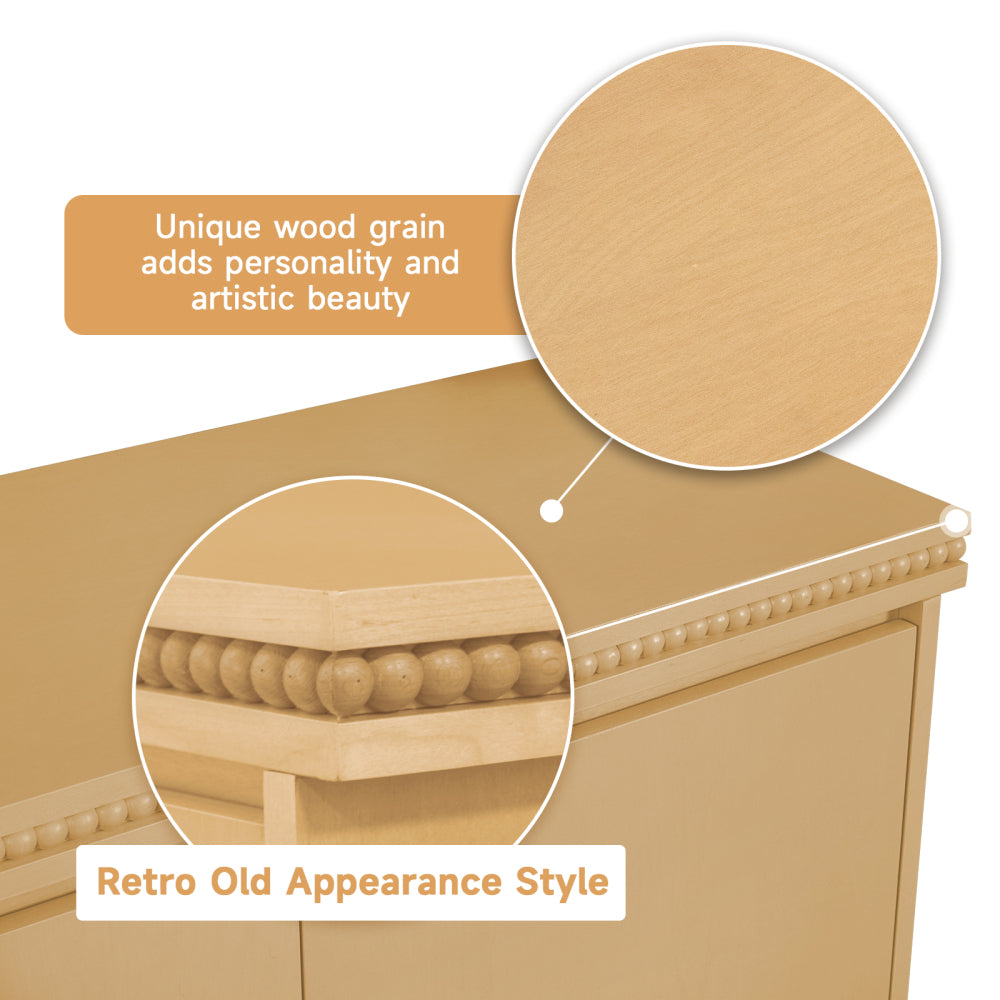 Classic Wooden Sideboard with Beaded Trim – Elegant Storage Cabinet for Dining or Living Room