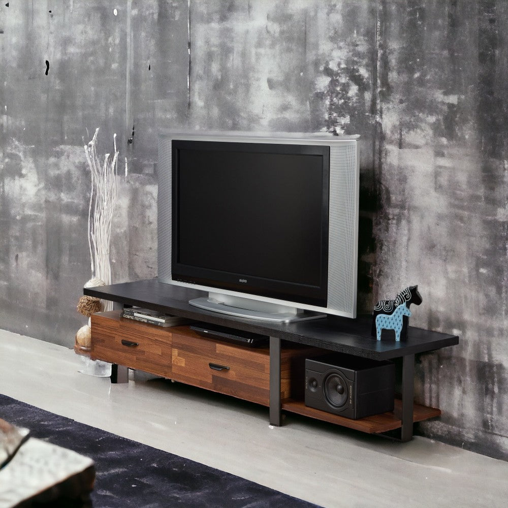 Elling Walnut & Black Finish TV Stand