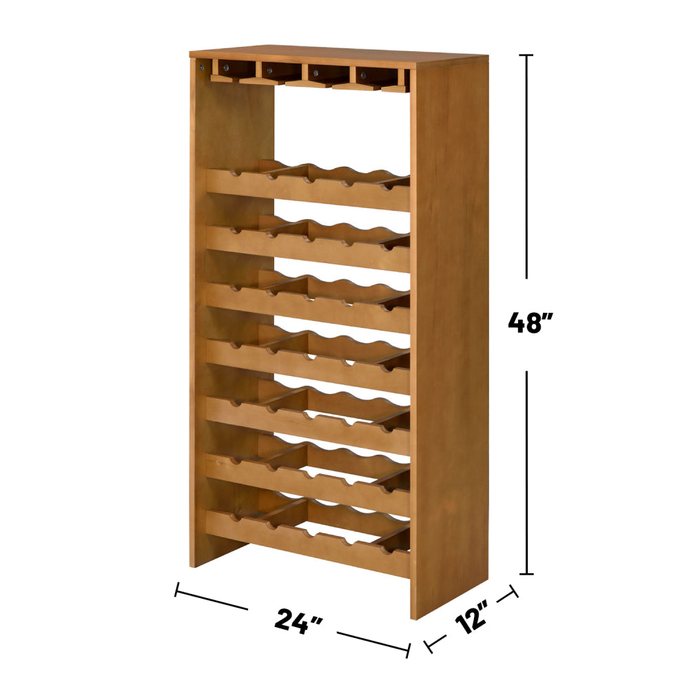 Wooden Wine Rack with 7 Tier Shelf, Oak