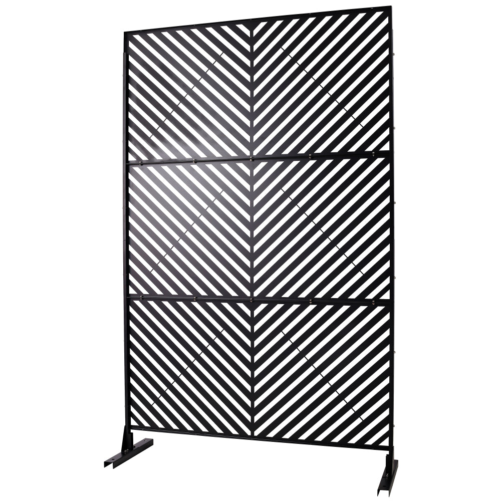 Outdoor & Indoor Privacy Screen Metal Privacy Screen 76" H×48" W, Freestanding Decorative Privacy Screen for Deck Balcony Patio, Privacy Fence Panels for Outside Lawn Garden PS113 BLACK