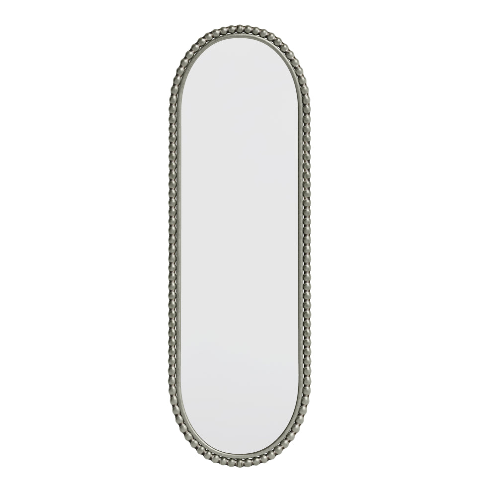 Iron Art Oval Retro Mirror, Antique Effect,Wall Hanging,Suitable For Living Room,Bedroom, Entrance (Silver)