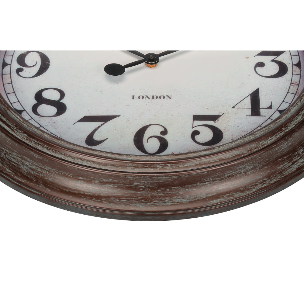 Clocks, 20" Round, Wall Clock, Antique Brown, Transitional