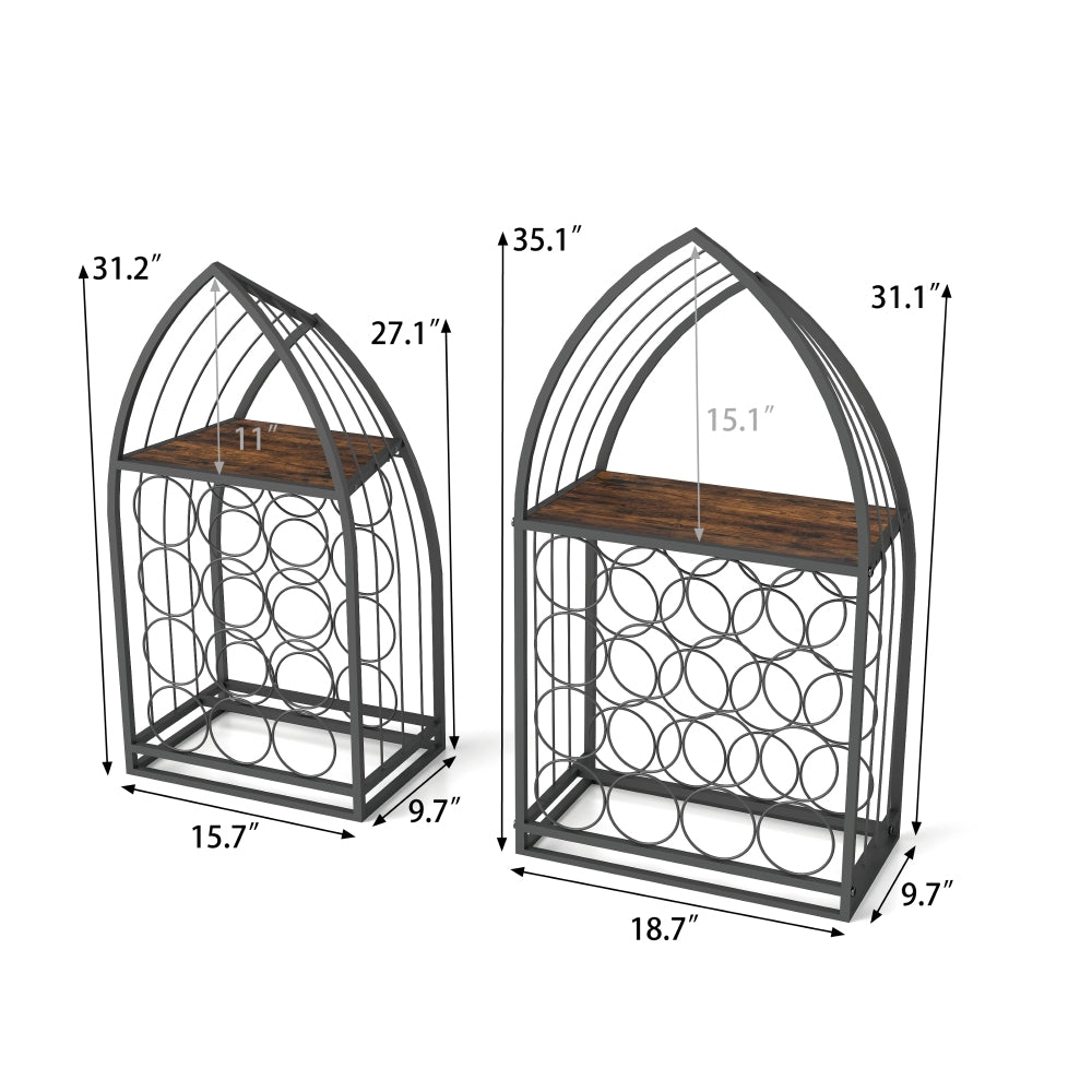 Sailboat Shaped Wine Cabinet Rack, 2 Piece Display Rack, Freestanding Wine Cabinet with Bottle Storage, Spirits and Wine Home Bar, Kitchen, Dining Room Storage Rack