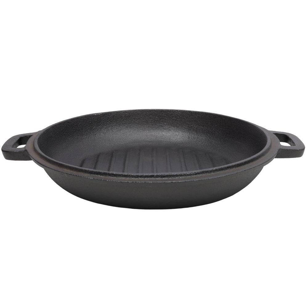 3 in 1 Pre-Seasoned Cast Iron Dutch Oven, Outdoor Camping Deep Pot, 5 Quart. Cover As A Skillet with Ribbed Bottom Design. With 1PC Iron Pot Rack, 1PC Lid Lifter.