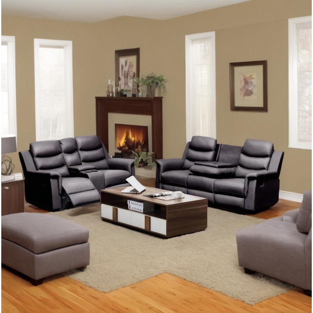 Reclining Loveseat with Middle Console Slipcover, Stretch Loveseat Reclining Sofa Covers (BLACK, 2 Seat Recliner Cover with Console)
