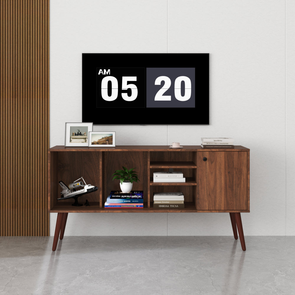 Modern Black TV Stand, 20 Colors LED TV Stand w/Remote Control Lights