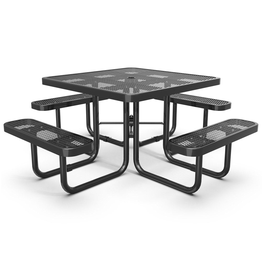 Round Outdoor Steel Picnic Table 46" with umbrella hole,Blue