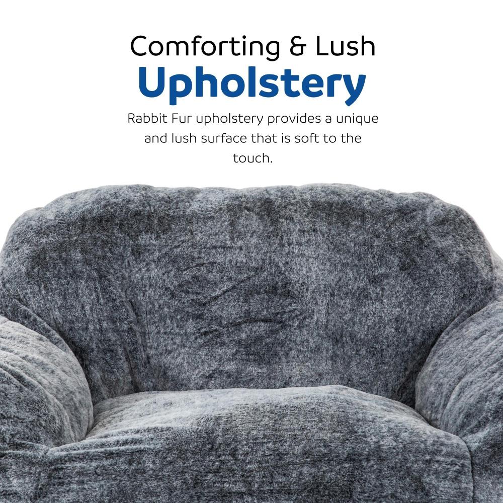 Soft Memory Foam Bean Bag Sofa Chair with Armrest, Modern Living Room Bean Bag, Blue Gray